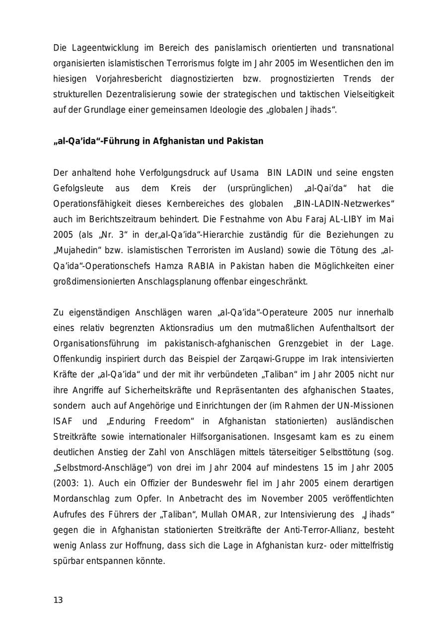 Seite 13 des Verfassungsschutzbericht 2005 Mecklenburg-Vorpommern