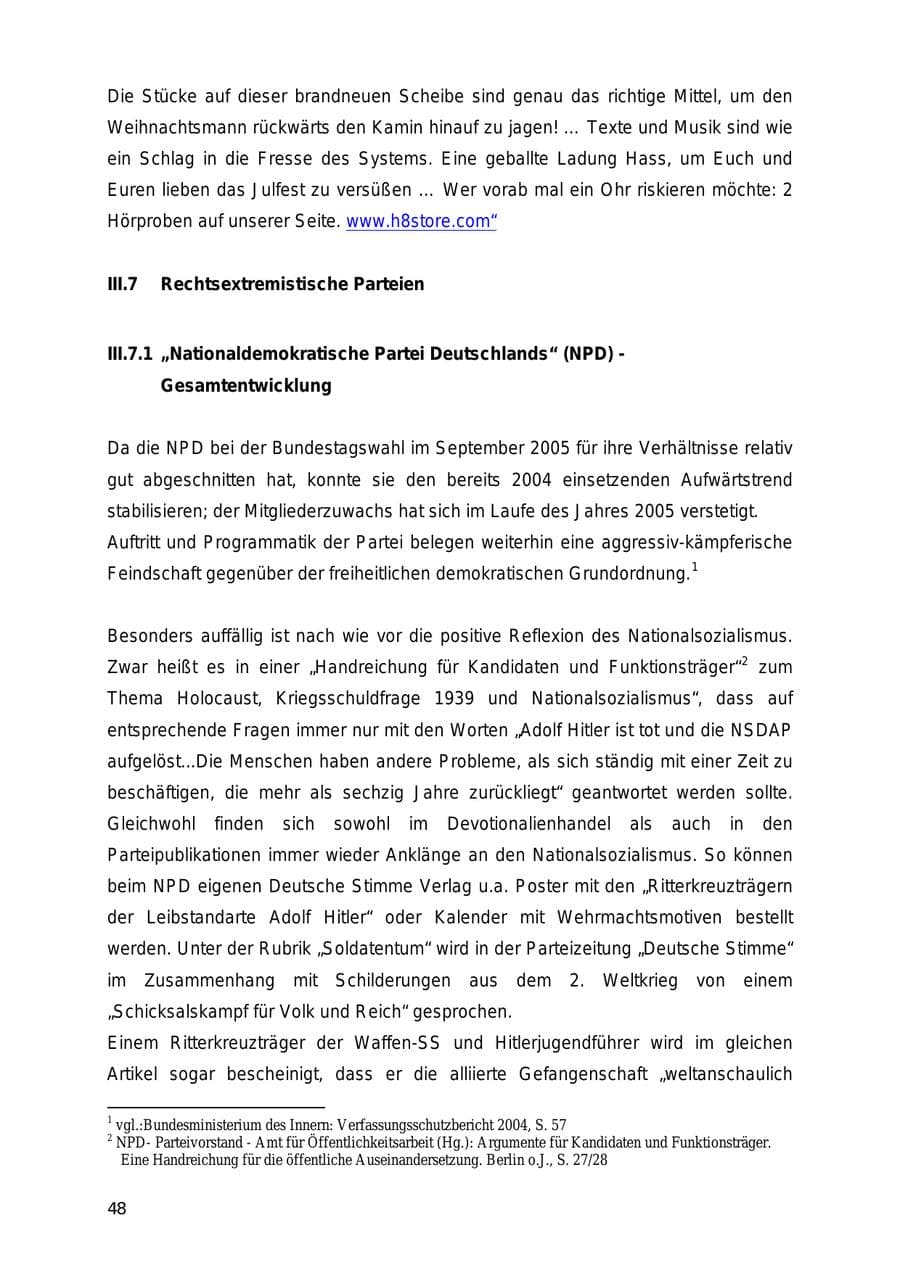 Seite 48 des Verfassungsschutzbericht 2005 Mecklenburg-Vorpommern
