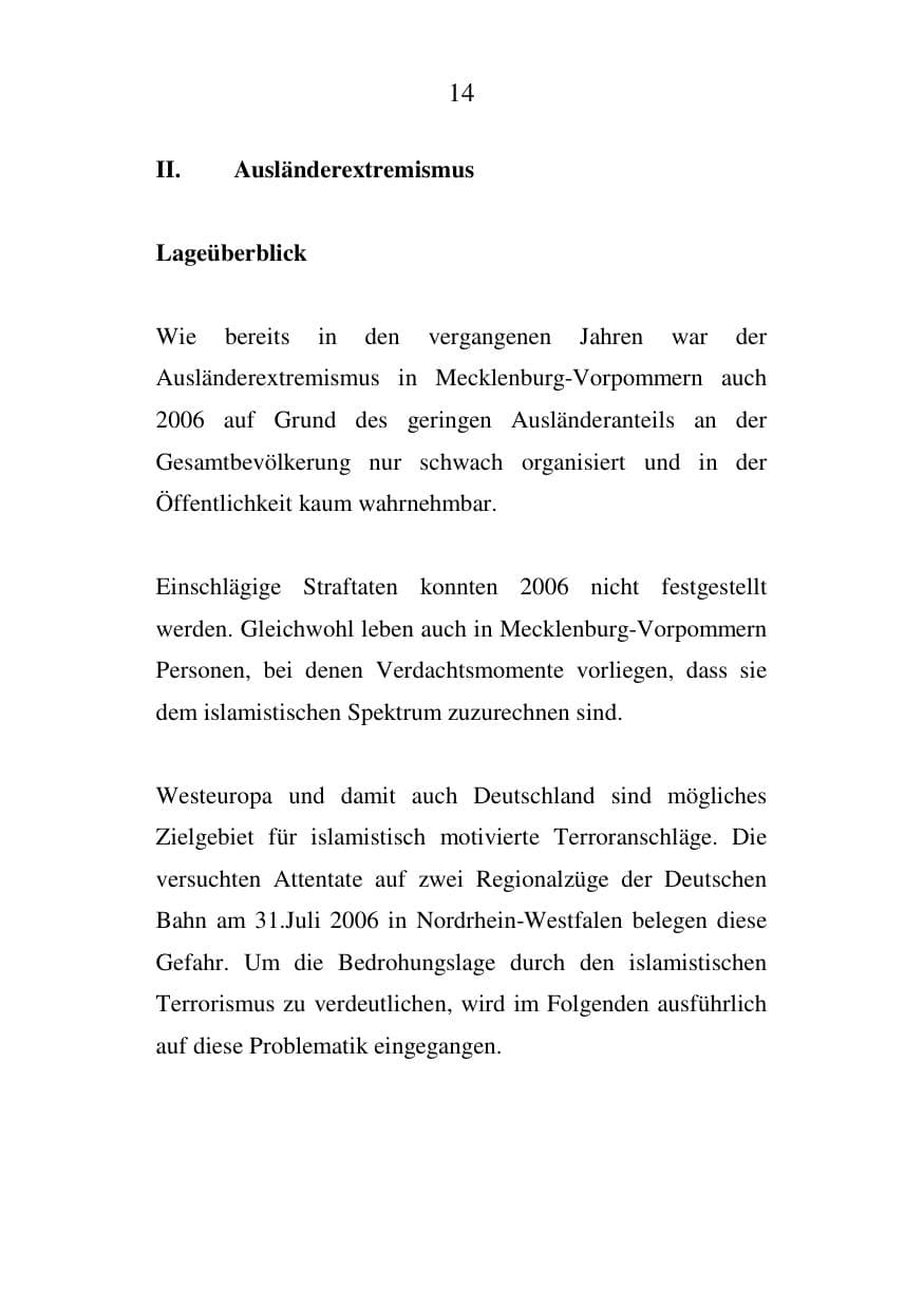 Seite 15 des Verfassungsschutzbericht 2006 Mecklenburg-Vorpommern