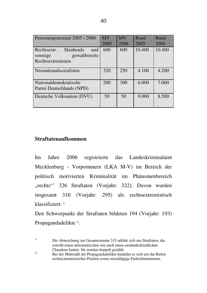 Seite 41 des Verfassungsschutzbericht 2006 Mecklenburg-Vorpommern