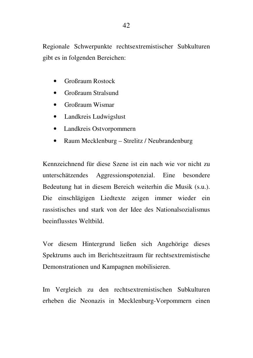 Seite 43 des Verfassungsschutzbericht 2006 Mecklenburg-Vorpommern