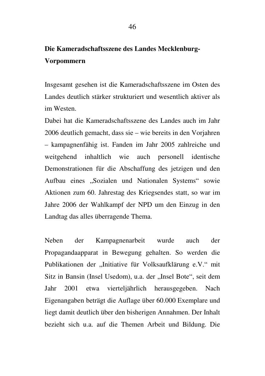 Seite 47 des Verfassungsschutzbericht 2006 Mecklenburg-Vorpommern
