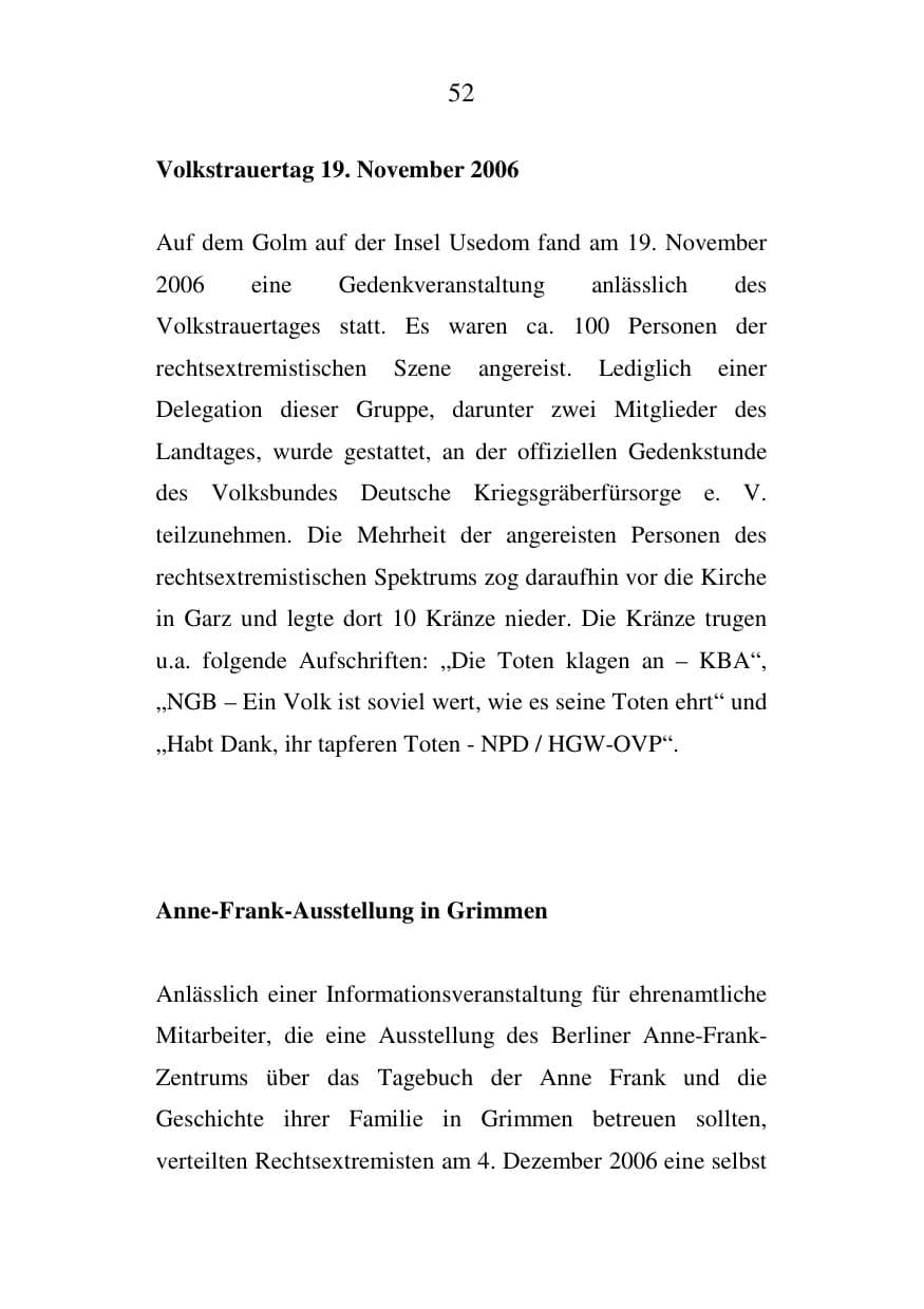 Seite 53 des Verfassungsschutzbericht 2006 Mecklenburg-Vorpommern