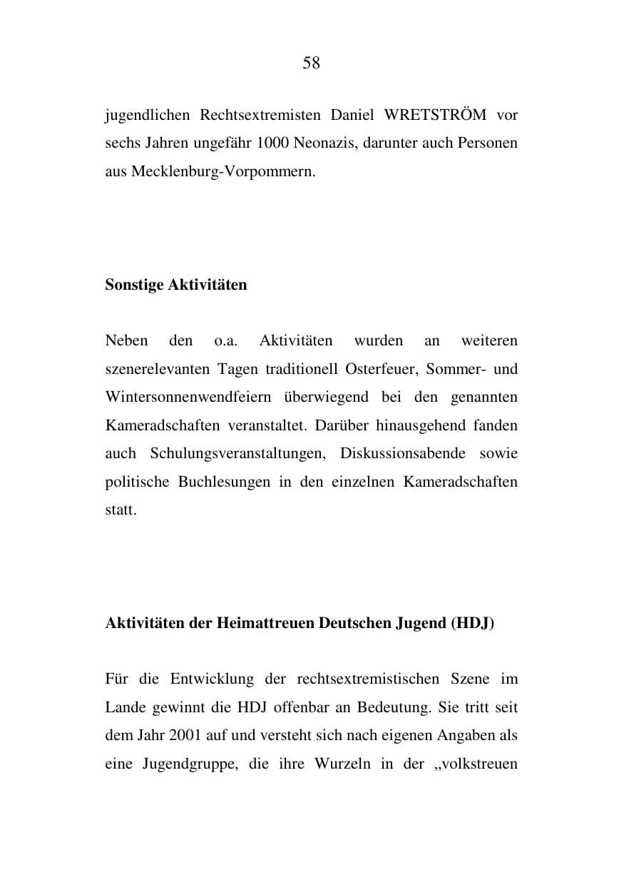 Seite 59 des Verfassungsschutzbericht 2006 Mecklenburg-Vorpommern