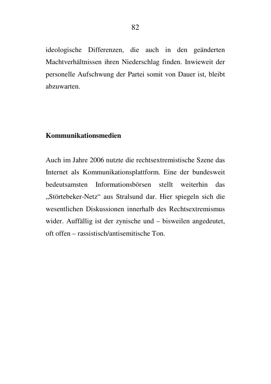 Seite 83 des Verfassungsschutzbericht 2006 Mecklenburg-Vorpommern
