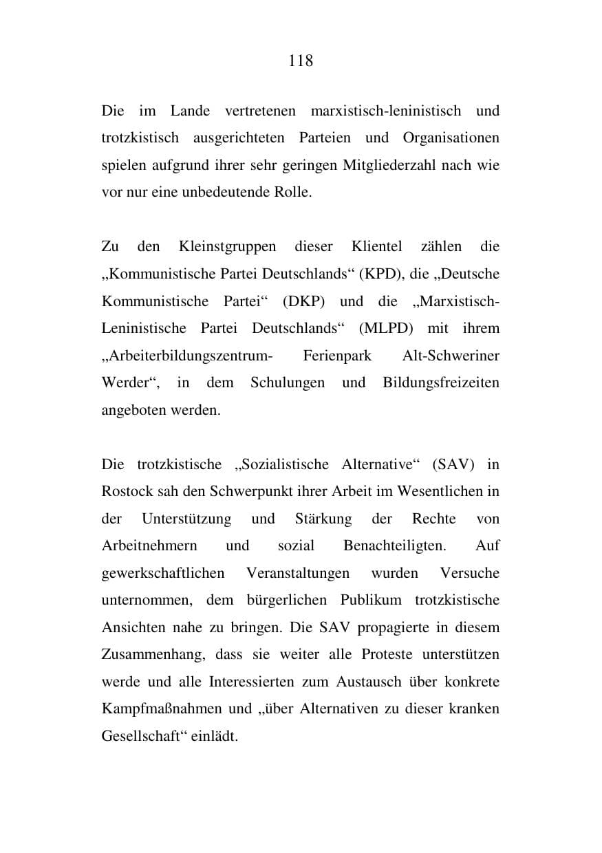 Seite 118 des Verfassungsschutzbericht 2007 Mecklenburg-Vorpommern