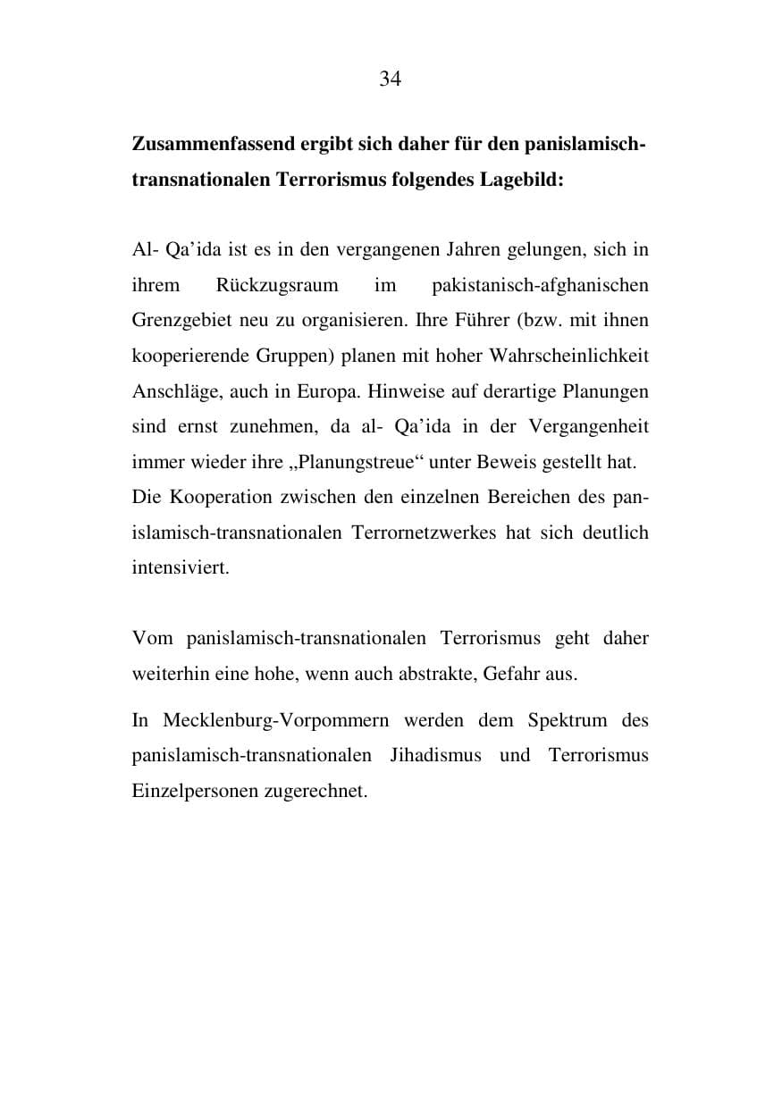 Seite 34 des Verfassungsschutzbericht 2007 Mecklenburg-Vorpommern