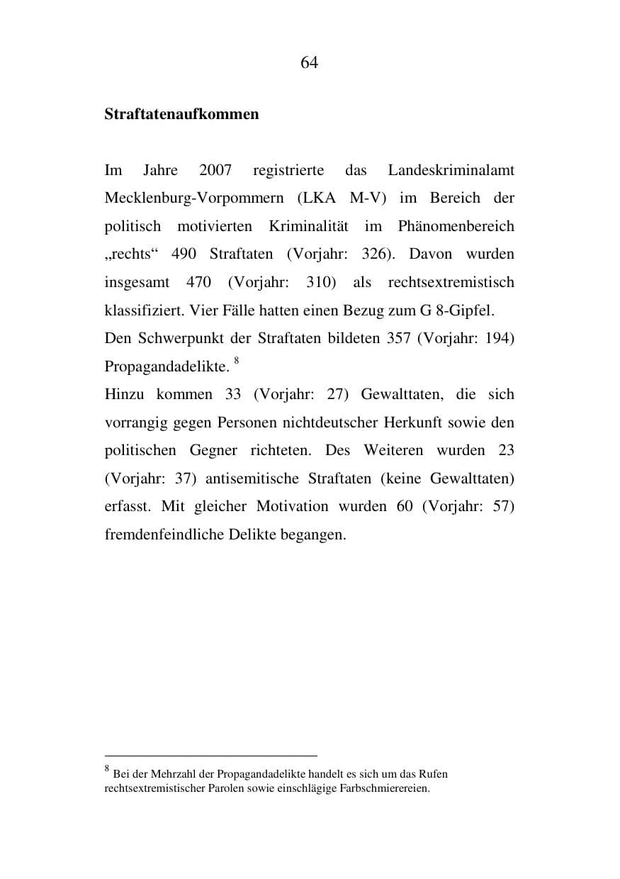 Seite 64 des Verfassungsschutzbericht 2007 Mecklenburg-Vorpommern