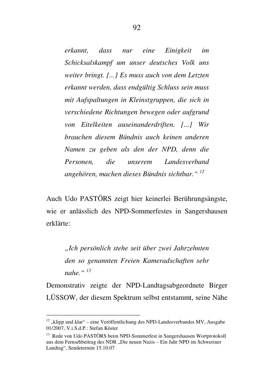 Seite 92 des Verfassungsschutzbericht 2007 Mecklenburg-Vorpommern