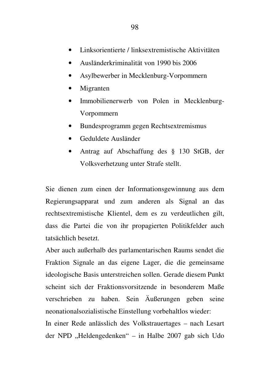 Seite 98 des Verfassungsschutzbericht 2007 Mecklenburg-Vorpommern