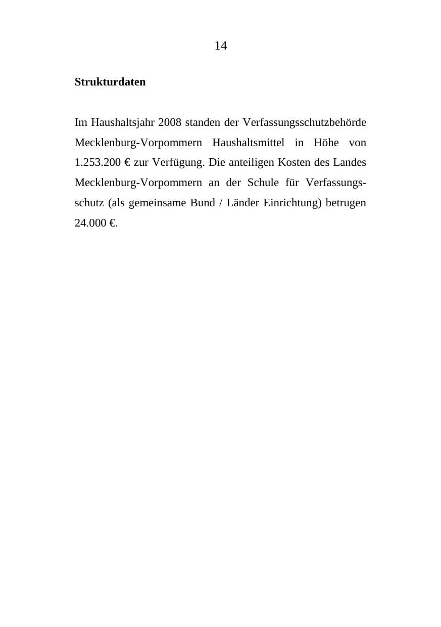 Seite 14 des Verfassungsschutzbericht 2008 Mecklenburg-Vorpommern