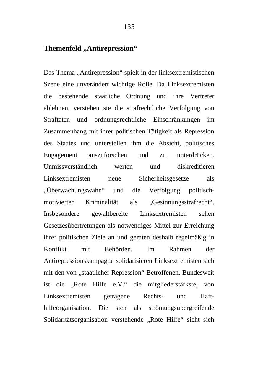 Seite 135 des Verfassungsschutzbericht 2008 Mecklenburg-Vorpommern
