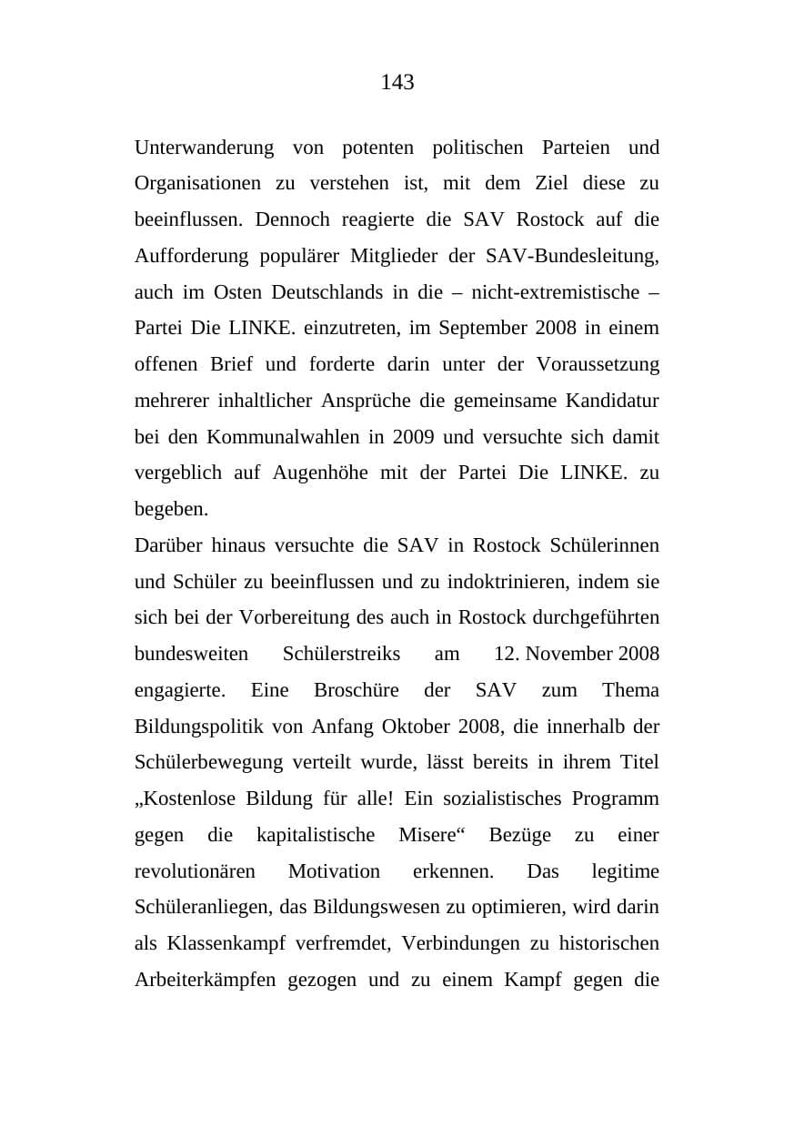 Seite 143 des Verfassungsschutzbericht 2008 Mecklenburg-Vorpommern