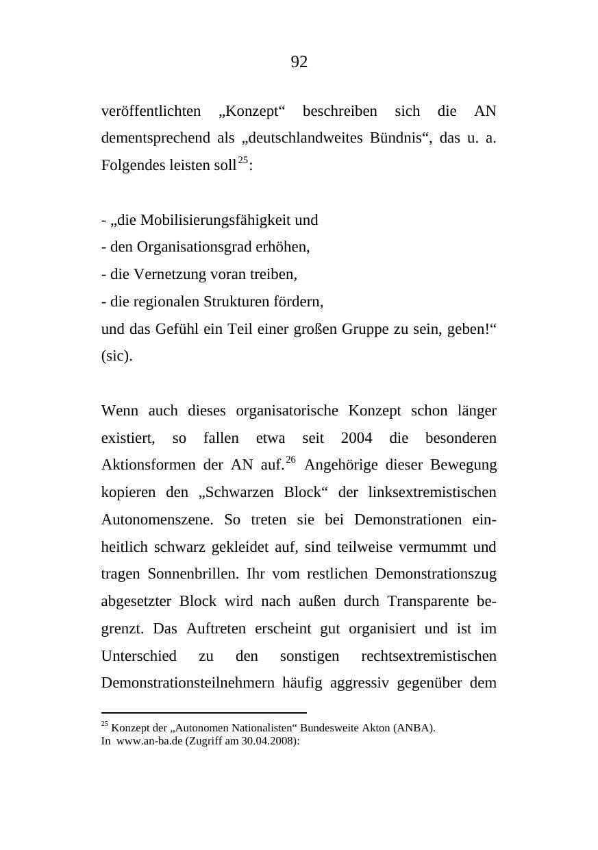 Seite 92 des Verfassungsschutzbericht 2008 Mecklenburg-Vorpommern