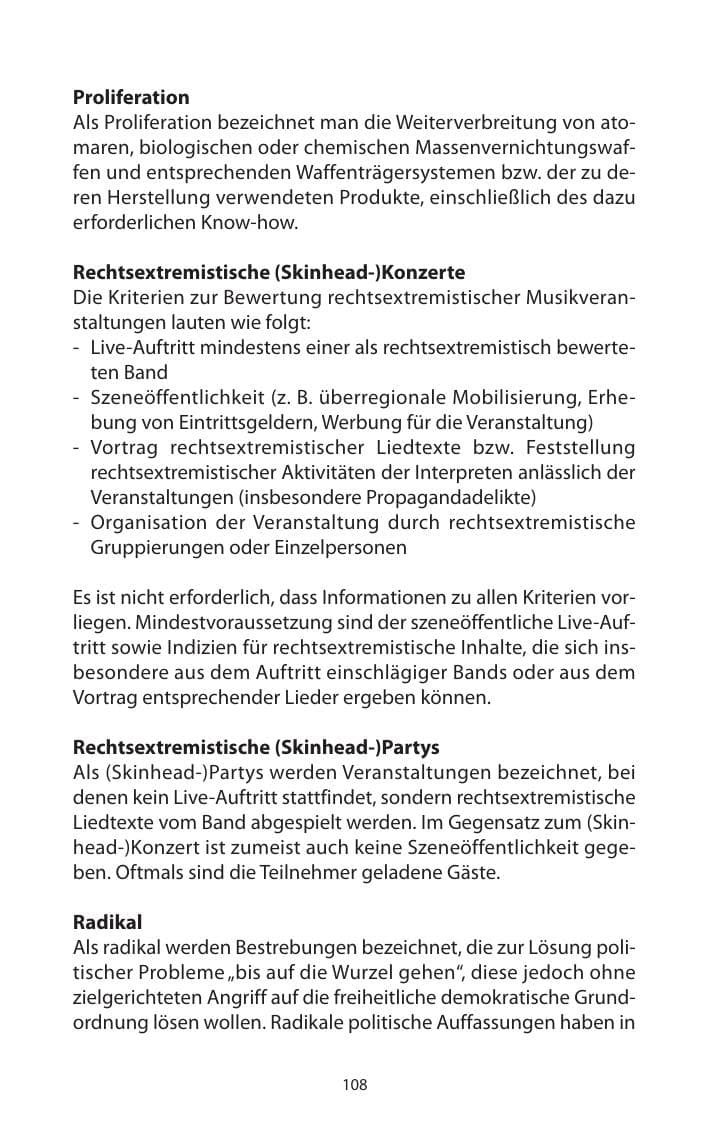 Seite 109 des Verfassungsschutzbericht 2009 Mecklenburg-Vorpommern