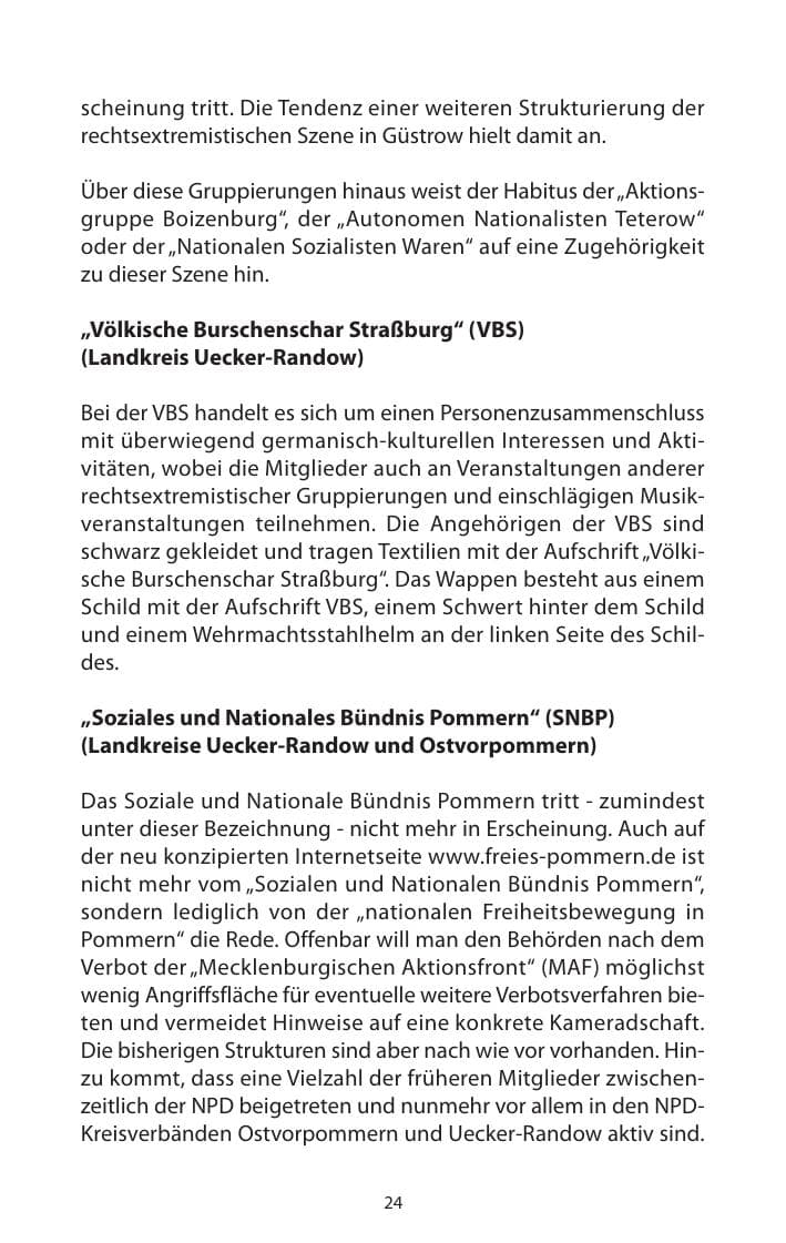 Seite 25 des Verfassungsschutzbericht 2009 Mecklenburg-Vorpommern