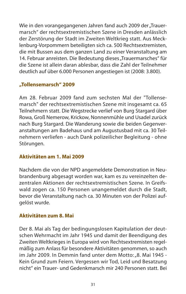 Seite 32 des Verfassungsschutzbericht 2009 Mecklenburg-Vorpommern