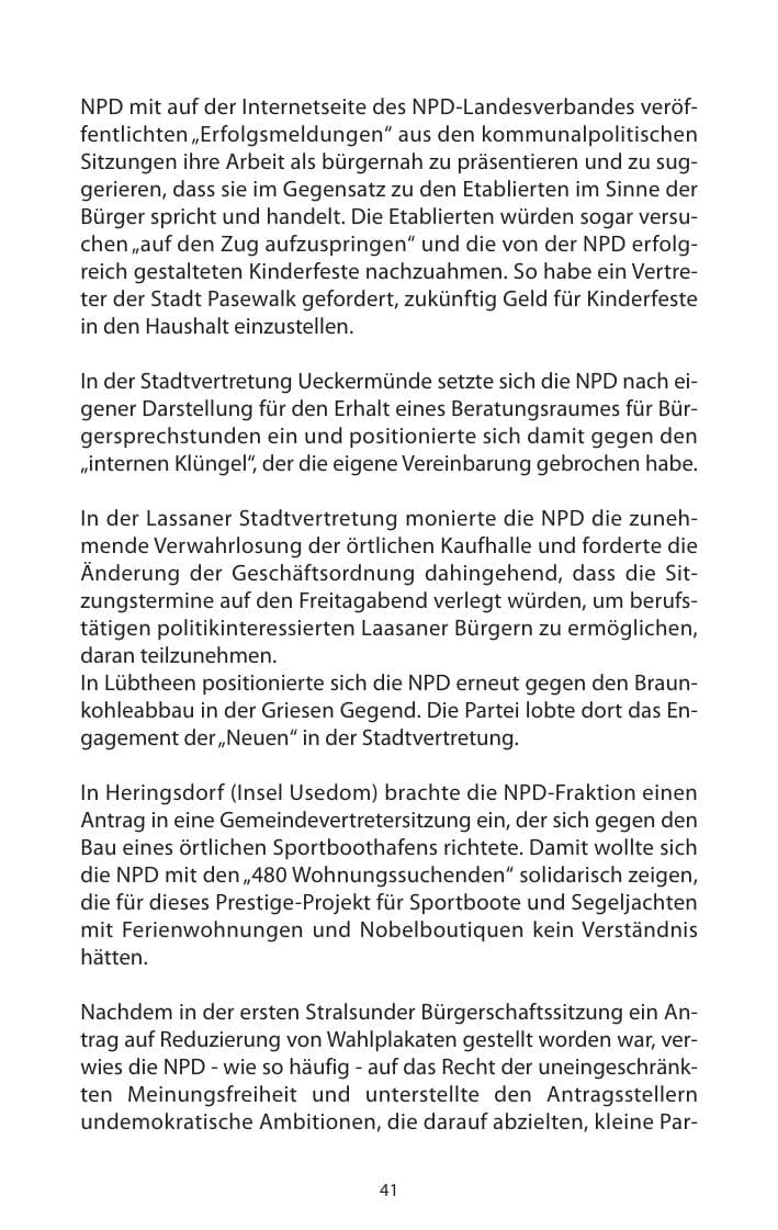 Seite 42 des Verfassungsschutzbericht 2009 Mecklenburg-Vorpommern