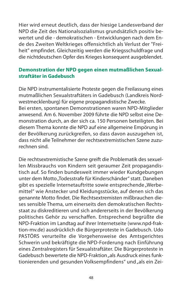 Seite 49 des Verfassungsschutzbericht 2009 Mecklenburg-Vorpommern