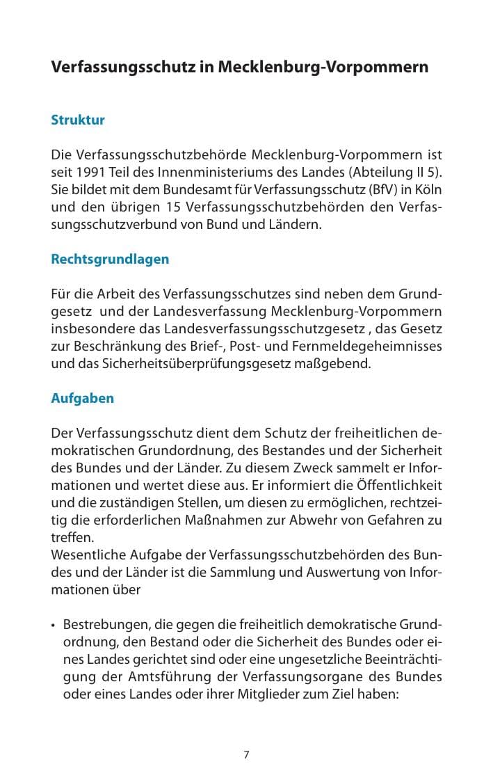 Seite 8 des Verfassungsschutzbericht 2009 Mecklenburg-Vorpommern