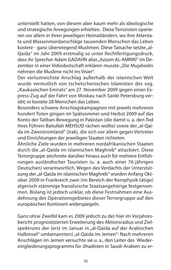 Seite 71 des Verfassungsschutzbericht 2009 Mecklenburg-Vorpommern