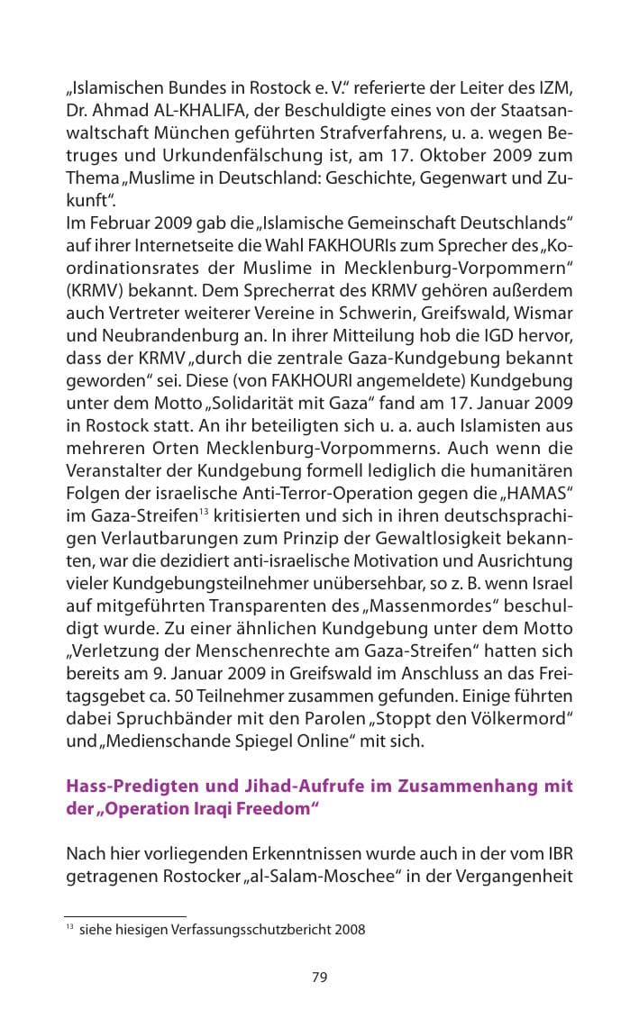 Seite 80 des Verfassungsschutzbericht 2009 Mecklenburg-Vorpommern
