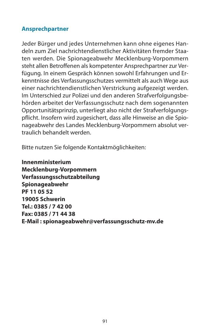 Seite 92 des Verfassungsschutzbericht 2009 Mecklenburg-Vorpommern