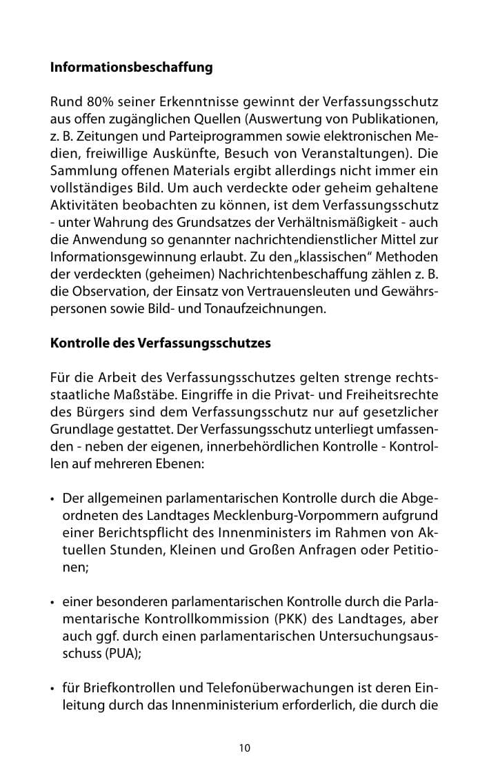Seite 11 des Verfassungsschutzbericht 2010 Mecklenburg-Vorpommern