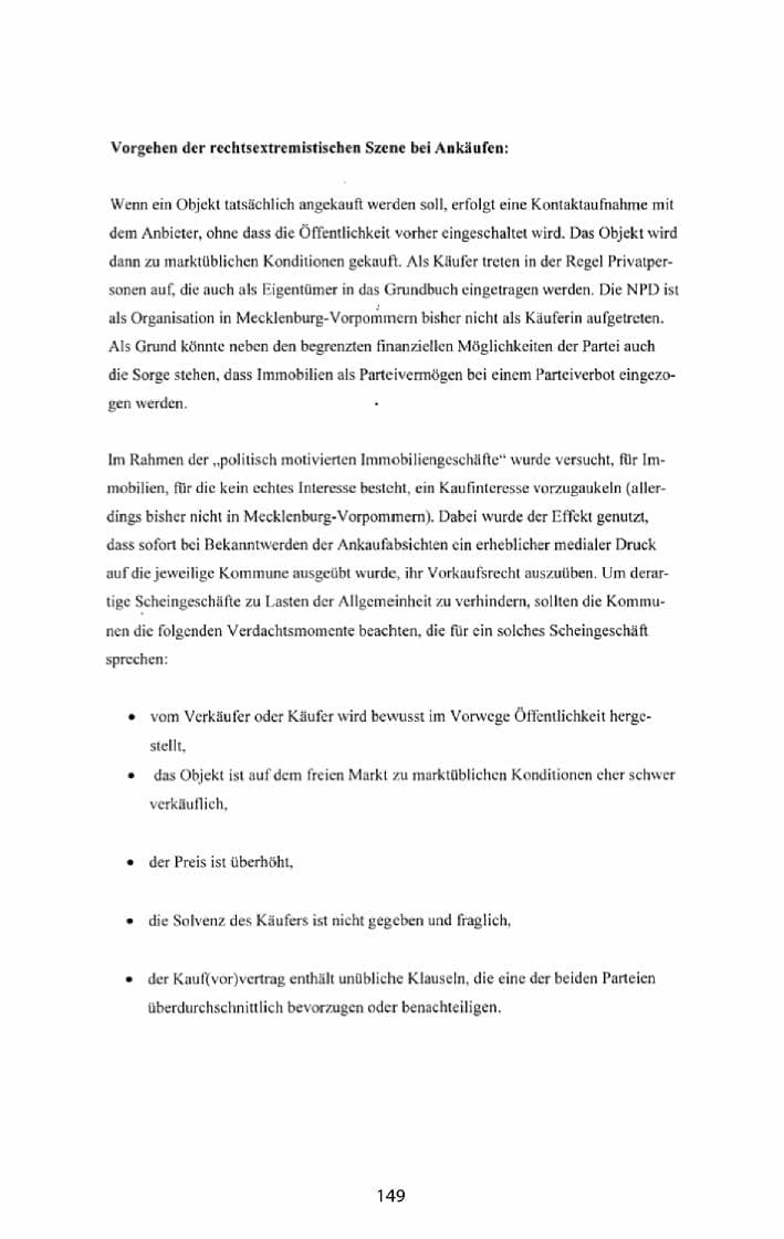 Seite 150 des Verfassungsschutzbericht 2010 Mecklenburg-Vorpommern