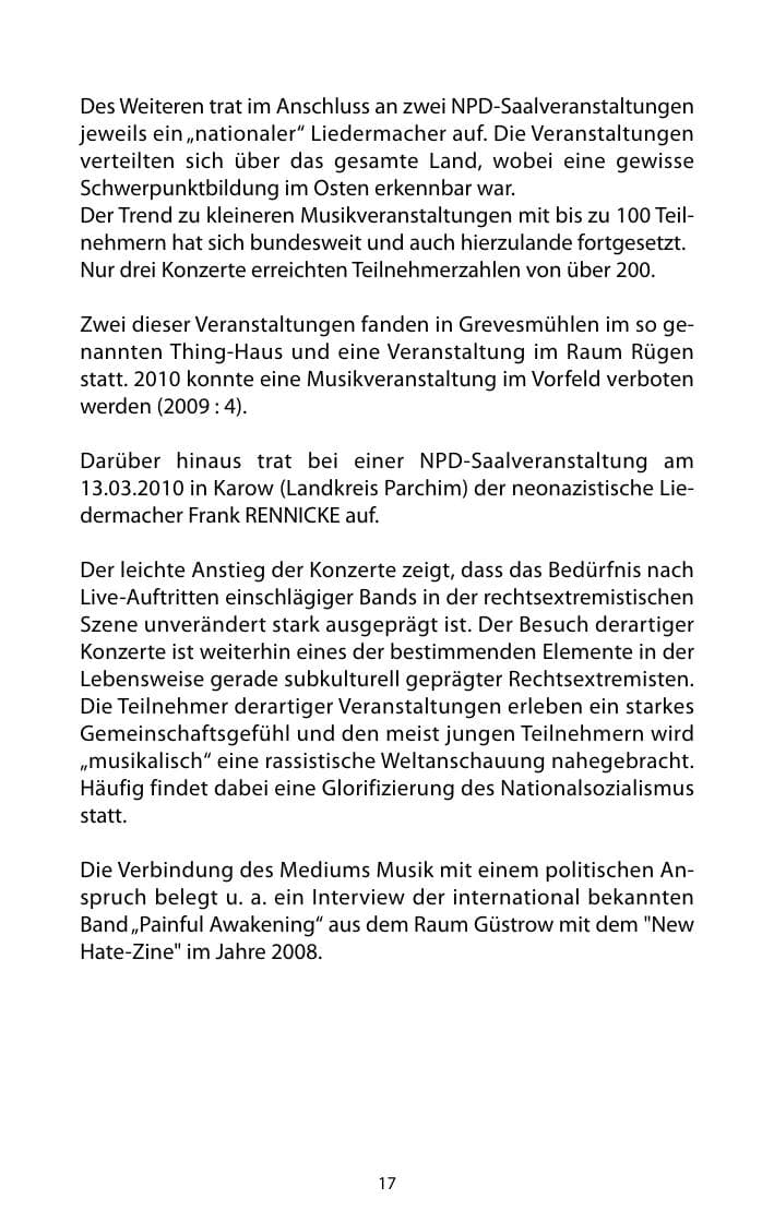 Seite 18 des Verfassungsschutzbericht 2010 Mecklenburg-Vorpommern