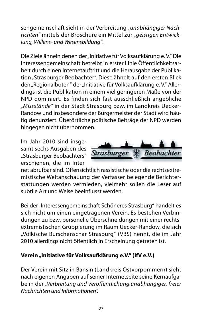Seite 28 des Verfassungsschutzbericht 2010 Mecklenburg-Vorpommern