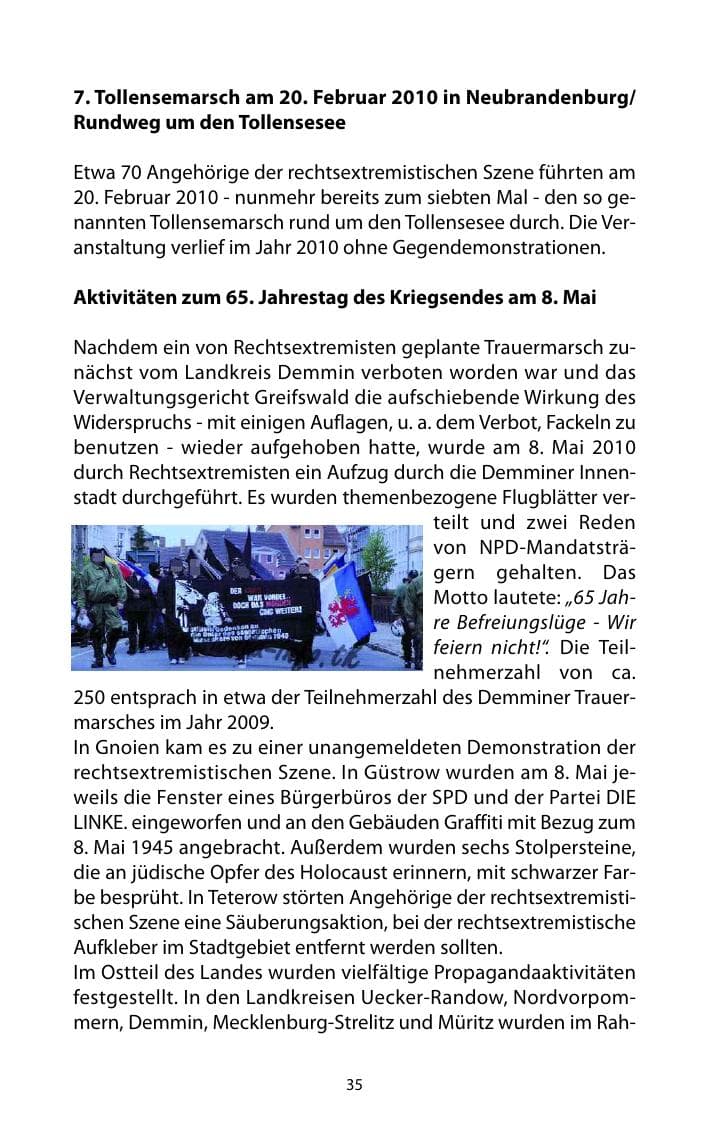 Seite 36 des Verfassungsschutzbericht 2010 Mecklenburg-Vorpommern