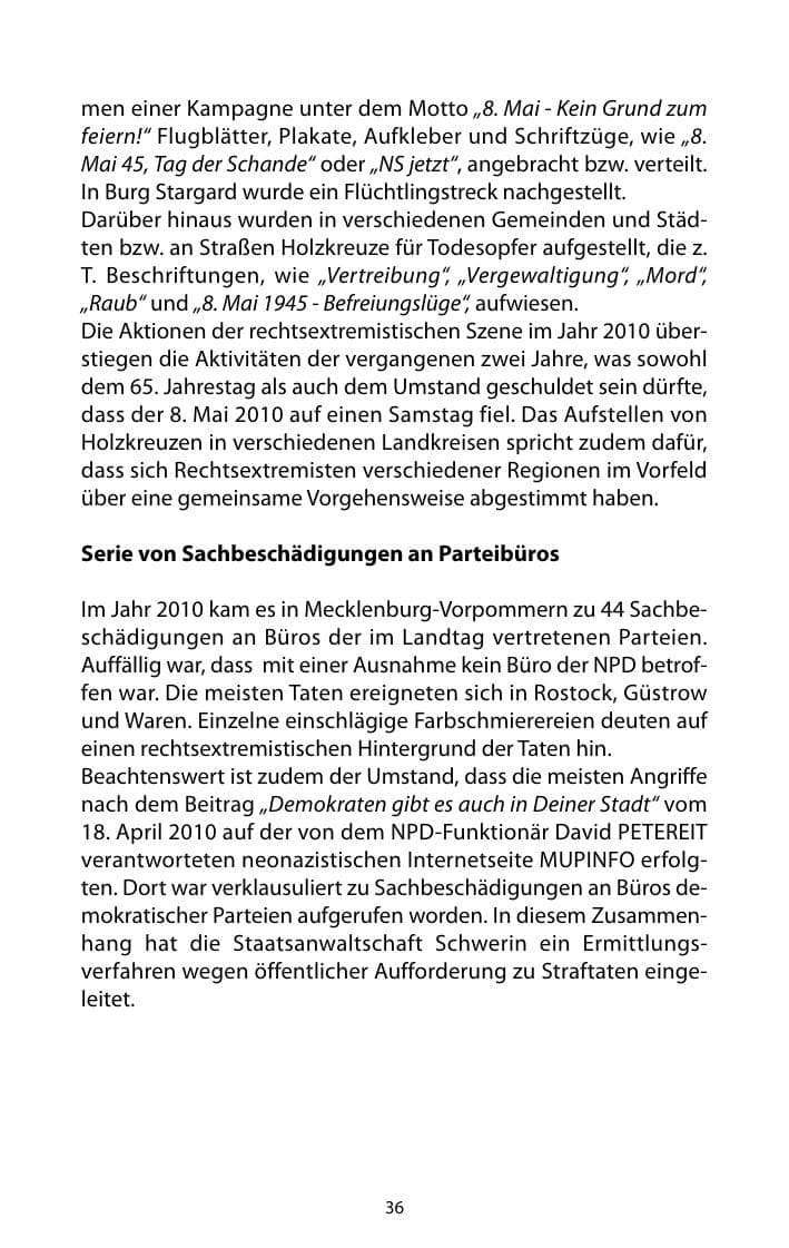 Seite 37 des Verfassungsschutzbericht 2010 Mecklenburg-Vorpommern