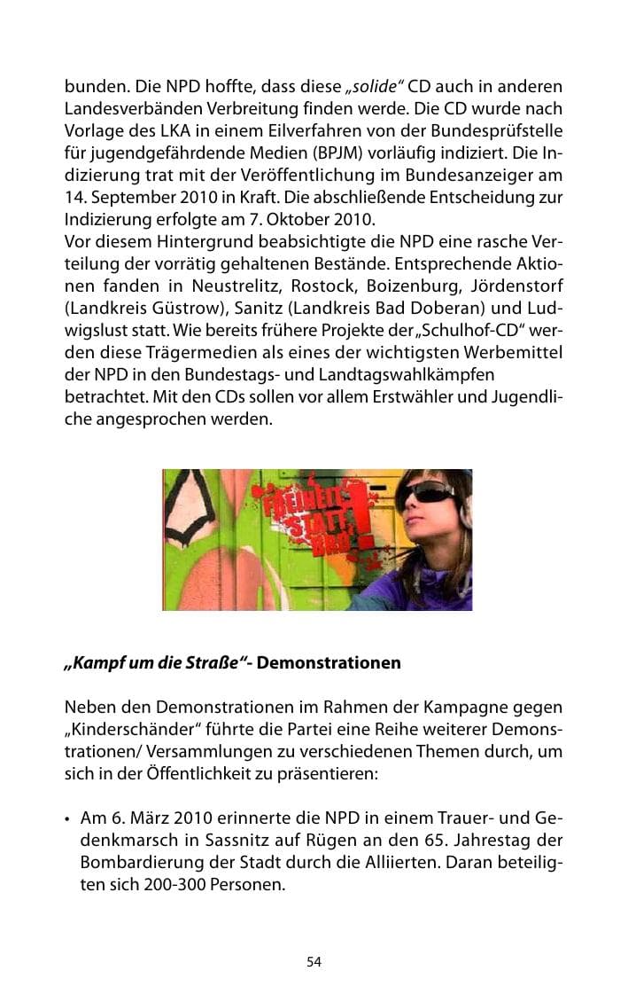 Seite 55 des Verfassungsschutzbericht 2010 Mecklenburg-Vorpommern