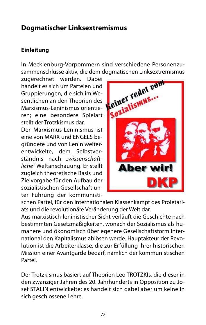 Seite 73 des Verfassungsschutzbericht 2010 Mecklenburg-Vorpommern
