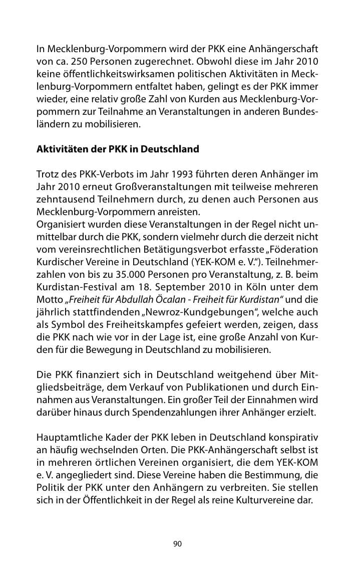 Seite 91 des Verfassungsschutzbericht 2010 Mecklenburg-Vorpommern