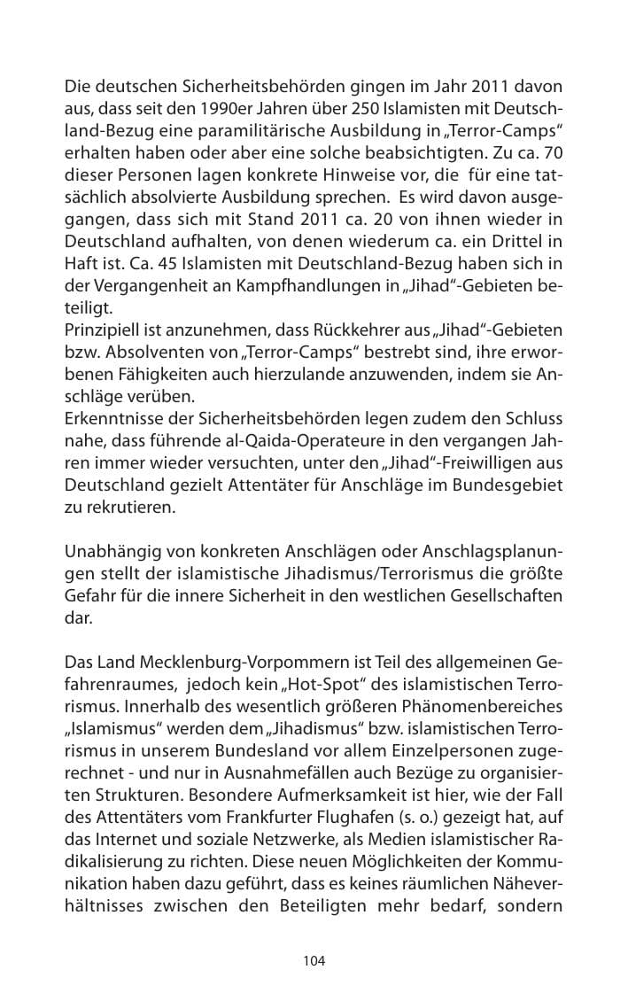 Seite 106 des Verfassungsschutzbericht 2011 Mecklenburg-Vorpommern