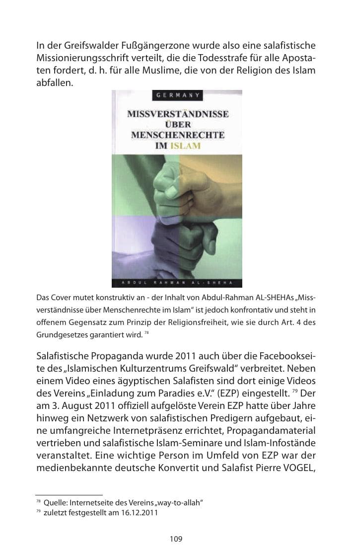 Seite 111 des Verfassungsschutzbericht 2011 Mecklenburg-Vorpommern