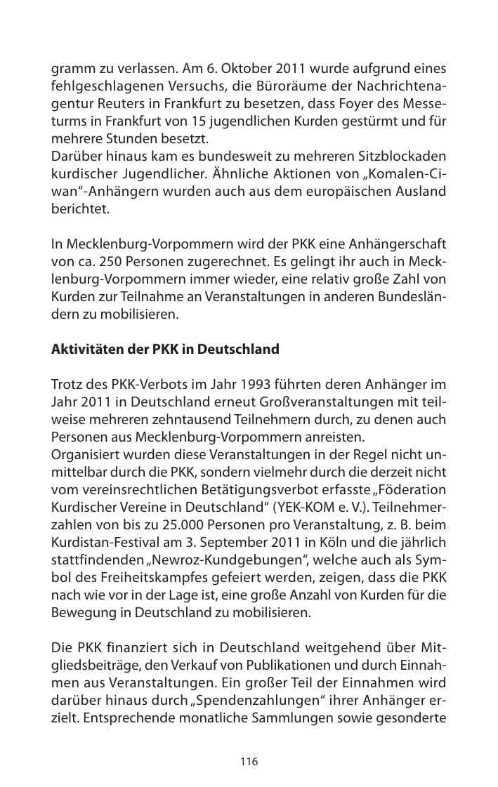 Seite 118 des Verfassungsschutzbericht 2011 Mecklenburg-Vorpommern