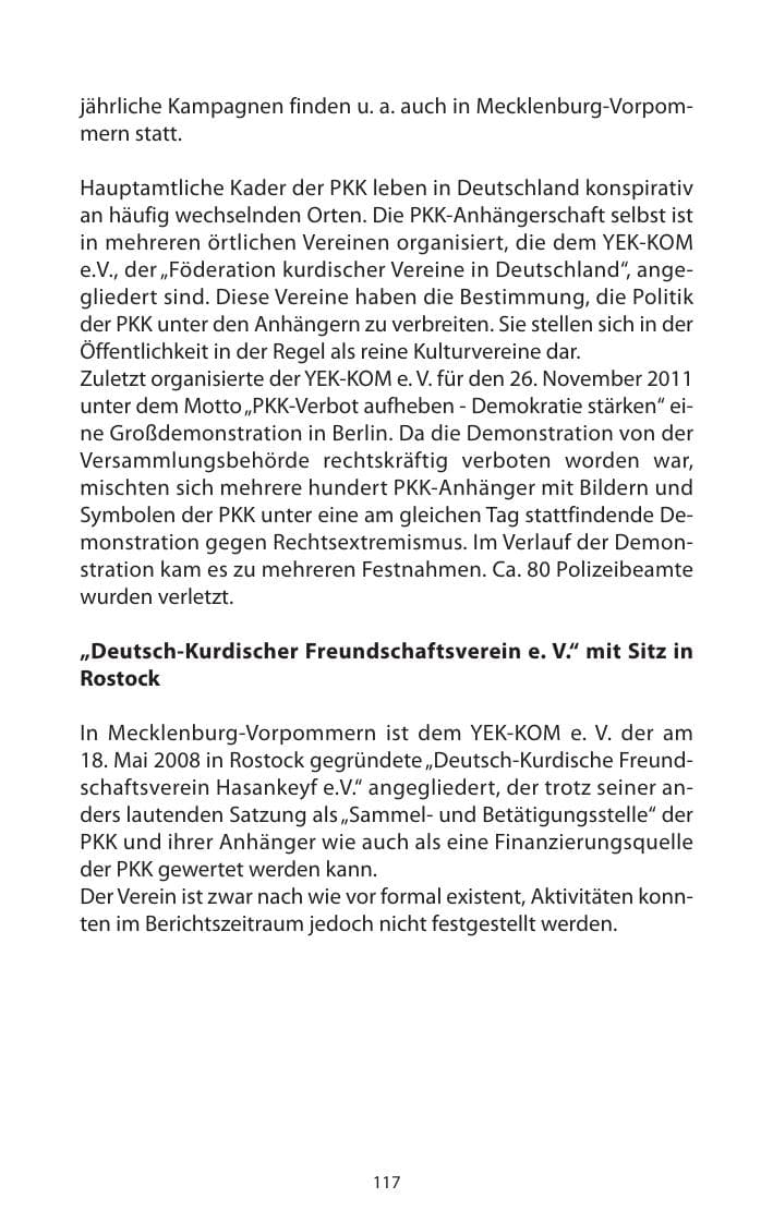 Seite 119 des Verfassungsschutzbericht 2011 Mecklenburg-Vorpommern