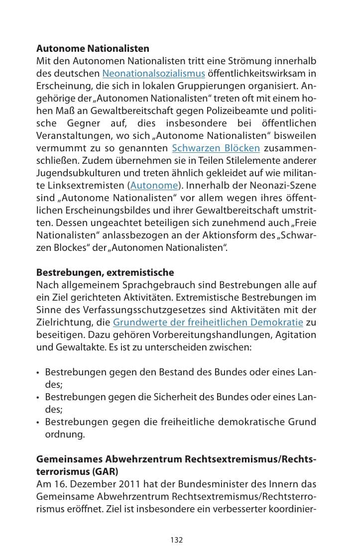 Seite 134 des Verfassungsschutzbericht 2011 Mecklenburg-Vorpommern