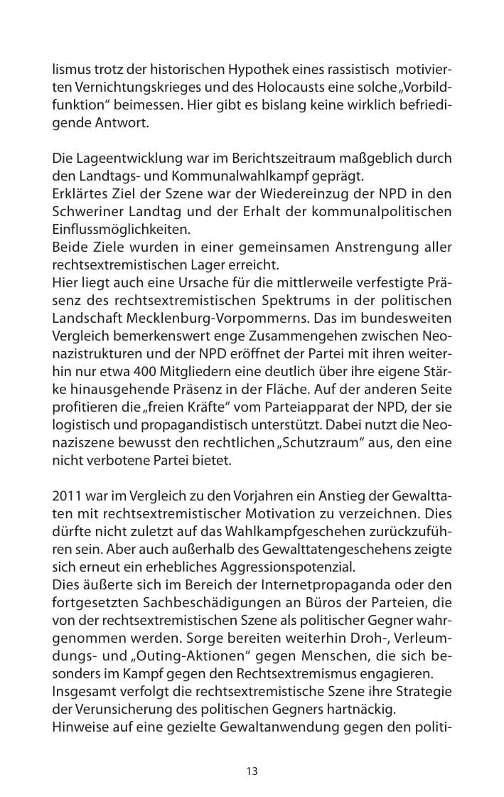 Seite 15 des Verfassungsschutzbericht 2011 Mecklenburg-Vorpommern