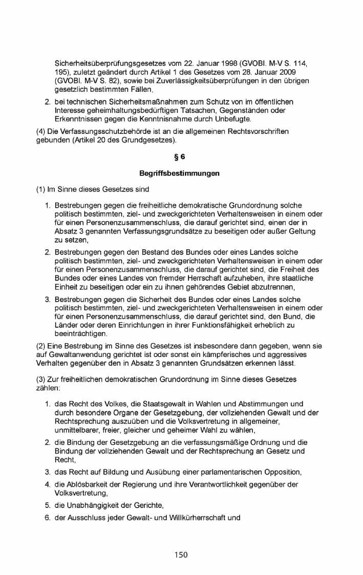 Seite 152 des Verfassungsschutzbericht 2011 Mecklenburg-Vorpommern