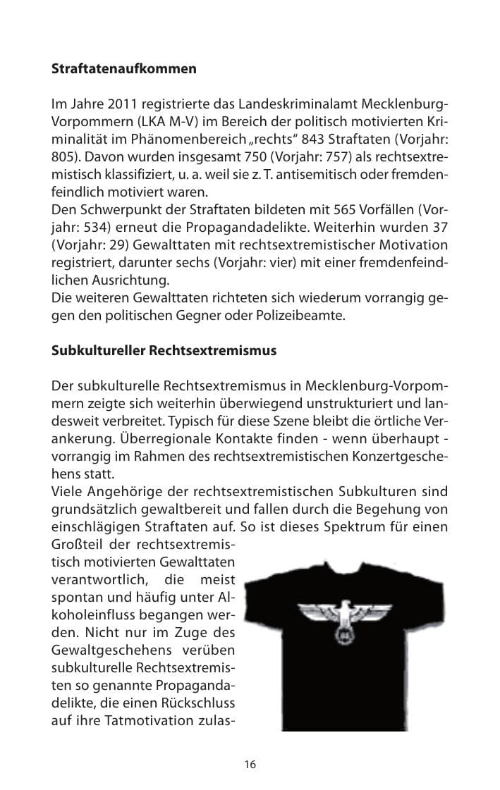 Seite 18 des Verfassungsschutzbericht 2011 Mecklenburg-Vorpommern