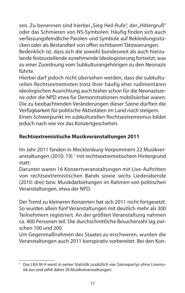 Seite 19 des Verfassungsschutzbericht 2011 Mecklenburg-Vorpommern