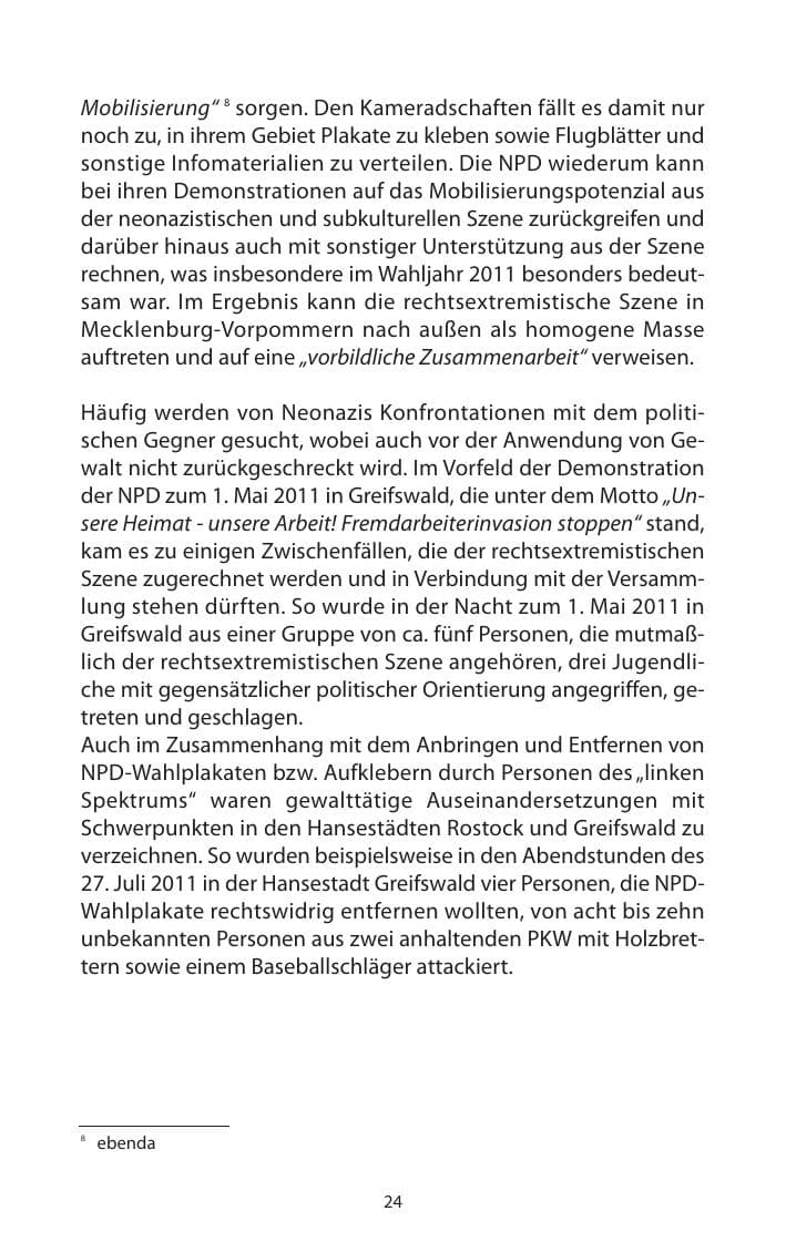 Seite 26 des Verfassungsschutzbericht 2011 Mecklenburg-Vorpommern