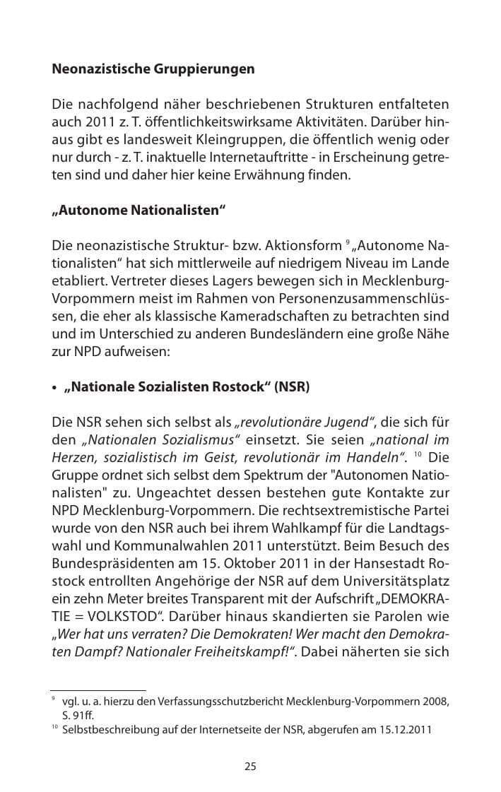 Seite 27 des Verfassungsschutzbericht 2011 Mecklenburg-Vorpommern