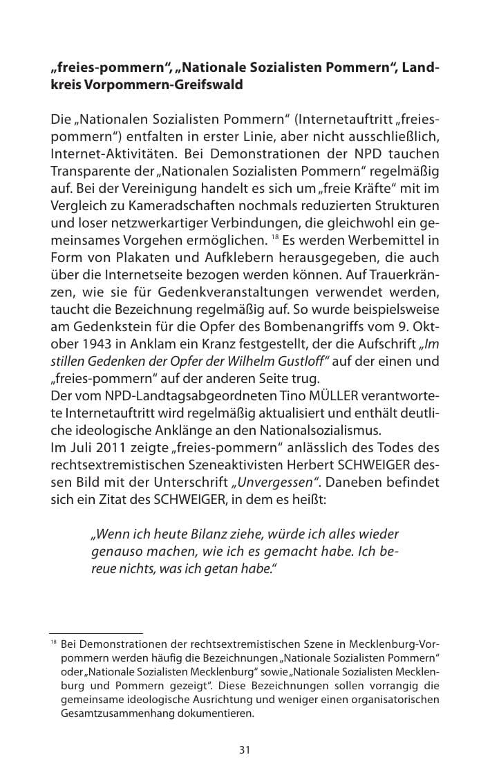 Seite 33 des Verfassungsschutzbericht 2011 Mecklenburg-Vorpommern
