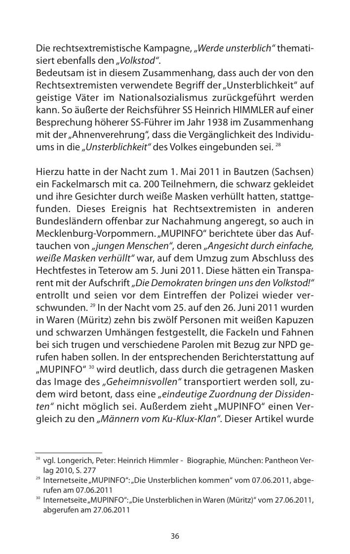Seite 38 des Verfassungsschutzbericht 2011 Mecklenburg-Vorpommern