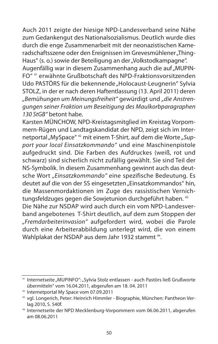 Seite 52 des Verfassungsschutzbericht 2011 Mecklenburg-Vorpommern